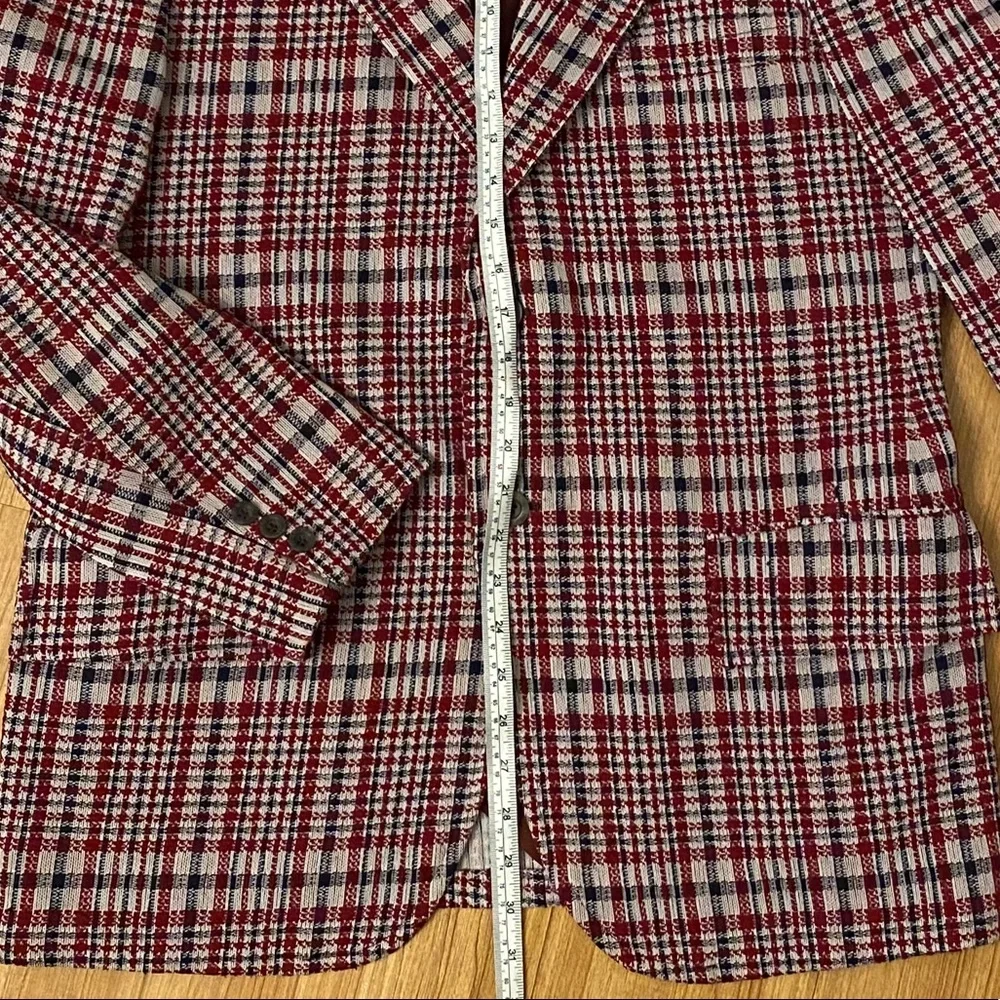 70s vtg Double Knit Plaid Blazer